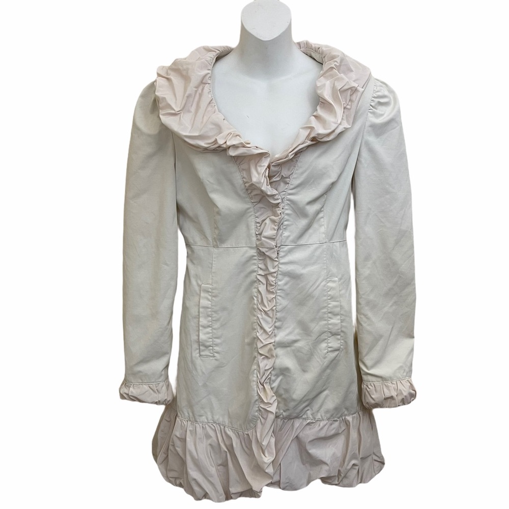 BLANC NOIR Coat Ruffle Bubble Trim Long Sleeve